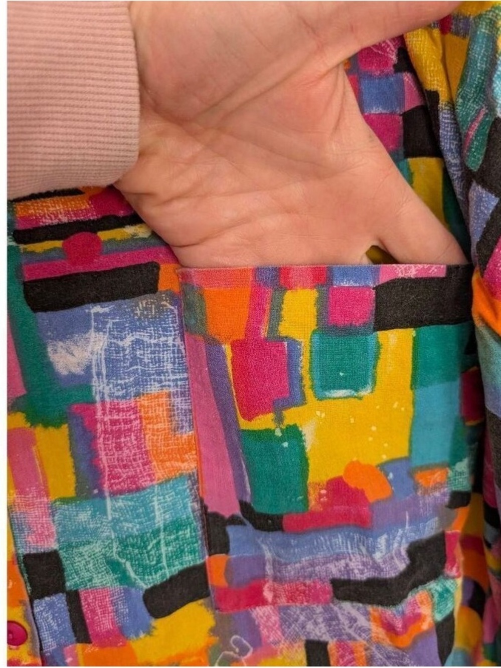 Women’s Multicolor Abstract Button-Front Jacket - Picture 4 of 5